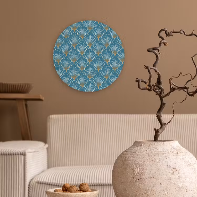 Symmetrisch - Patroon - Blauw Wandcirkel kunststof plaat 5mm dik klein 188 -sfeer1