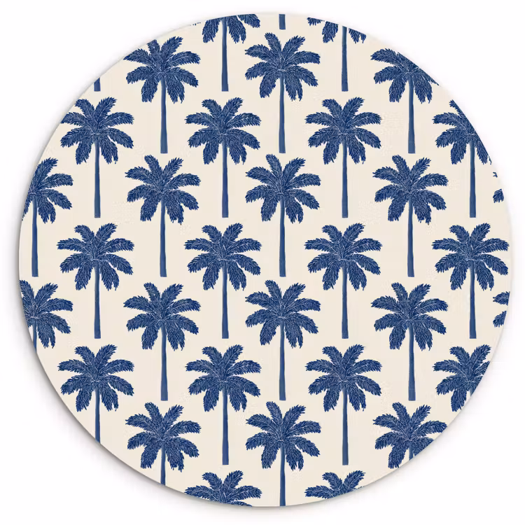 Symmetrisch - Palm - Blauw Wandcirkel kunststof plaat 5mm dik klein 188 -3d