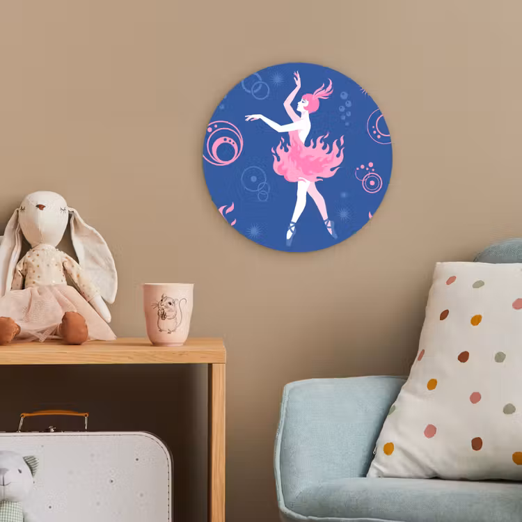 Danseres - Vlammenrok - Abstract - Roze - Blauw Wandcirkel kunststof plaat 5mm dik klein -tsfeer1_kind