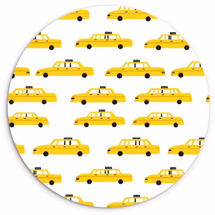 Taxi - Iconisch - Geel Wandcirkel kunststof plaat 5mm dik klein 188 -3d