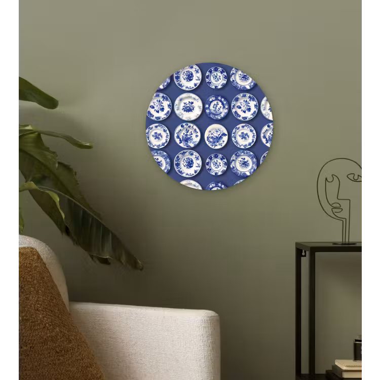 Borden - Floraal - Blauw Wandcirkel kunststof plaat 5mm dik klein 188 -sfeer3