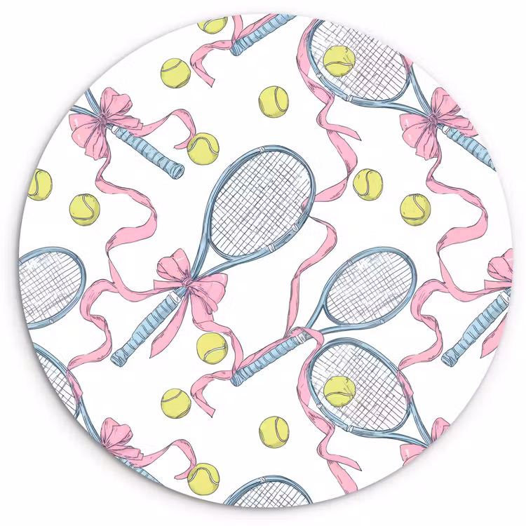 Tennis - Strikken - Kleurrijk Wandcirkel kunststof plaat 5mm dik klein 188 -3d