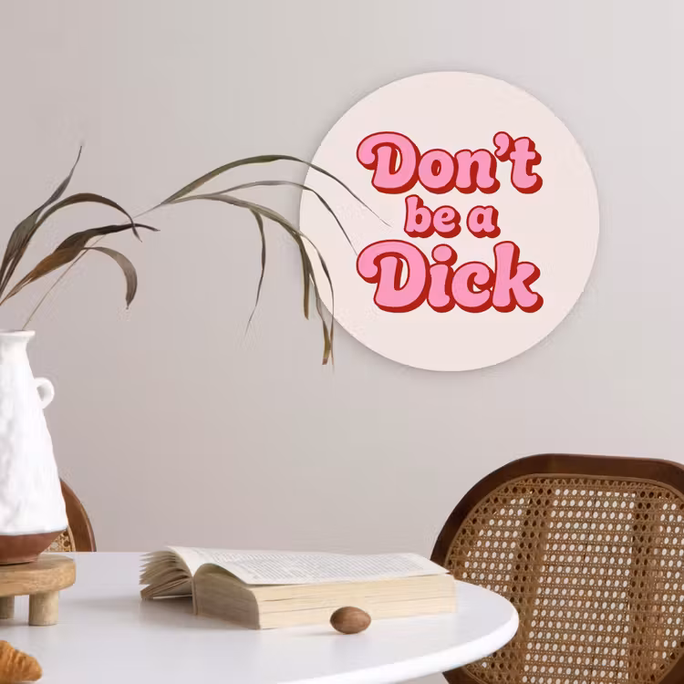 Tekst - Boodschap - Roze Wandcirkel kunststof plaat 5mm dik klein -sfeer4