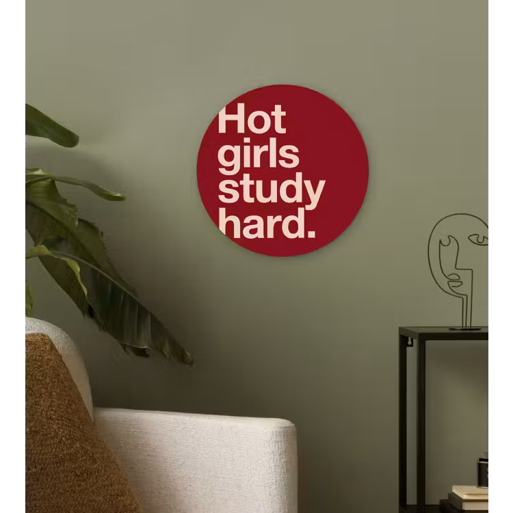 Tekst - Studie - Motivatie - Modern - Rood Wandcirkel kunststof plaat 5mm dik klein -sfeer3