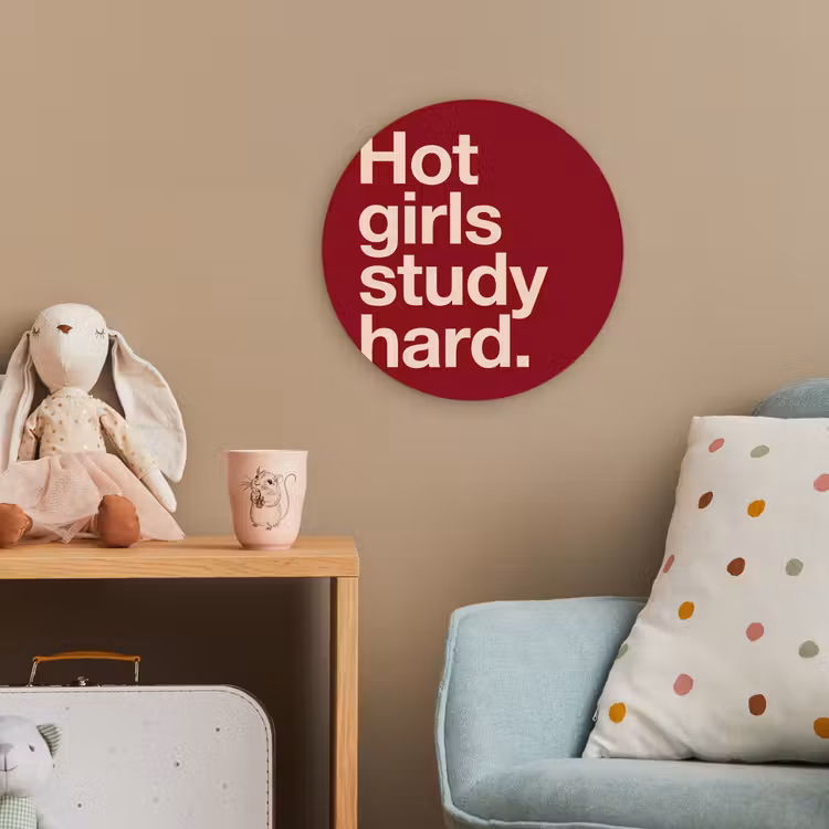 Tekst - Studie - Motivatie - Modern - Rood Wandcirkel kunststof plaat 5mm dik klein -tsfeer1_kind
