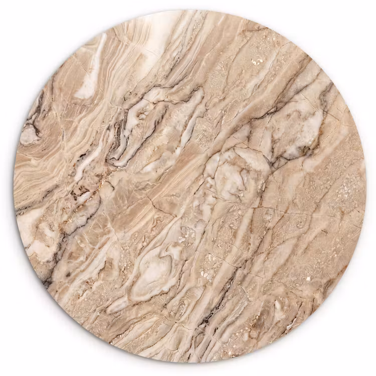 Textuur - Aders - Abstract - Modern - Beige Wandcirkel kunststof plaat 5mm dik klein -3d