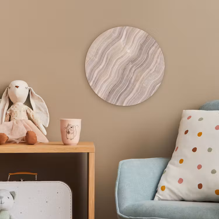 Textuur - Golvend - Abstract - Modern - Beige Wandcirkel kunststof plaat 5mm dik klein -tsfeer1_kind