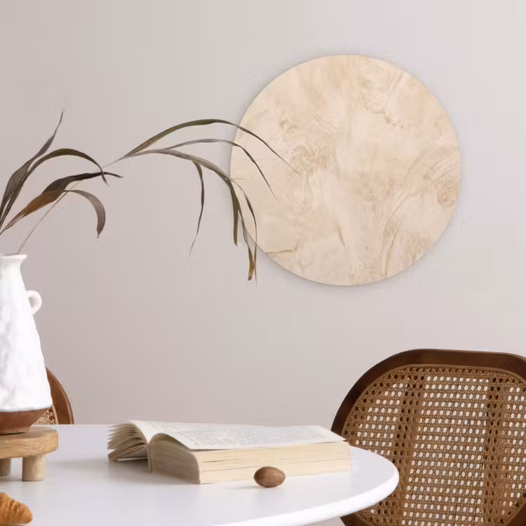 Textuur - Patroon - Abstract - Modern - Beige Wandcirkel kunststof plaat 5mm dik klein -sfeer4