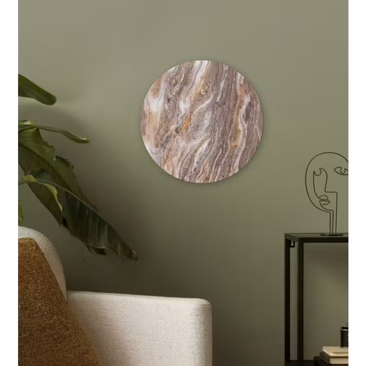 Textuur - Steen - Abstract - Beige Wandcirkel kunststof plaat 5mm dik klein -sfeer3