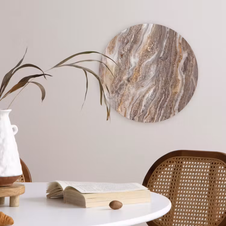 Textuur - Steen - Abstract - Beige Wandcirkel kunststof plaat 5mm dik klein -sfeer4