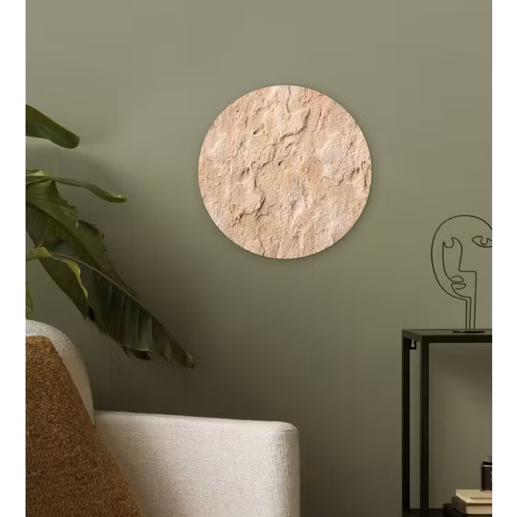 Textuur - Steen - Natuur - Beige Wandcirkel kunststof plaat 5mm dik klein -sfeer3