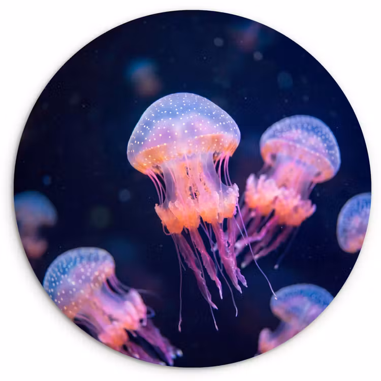 Dier - Onderwater - Natuur - Roze - Mysterieus Wandcirkel kunststof plaat 5mm dik klein -3d