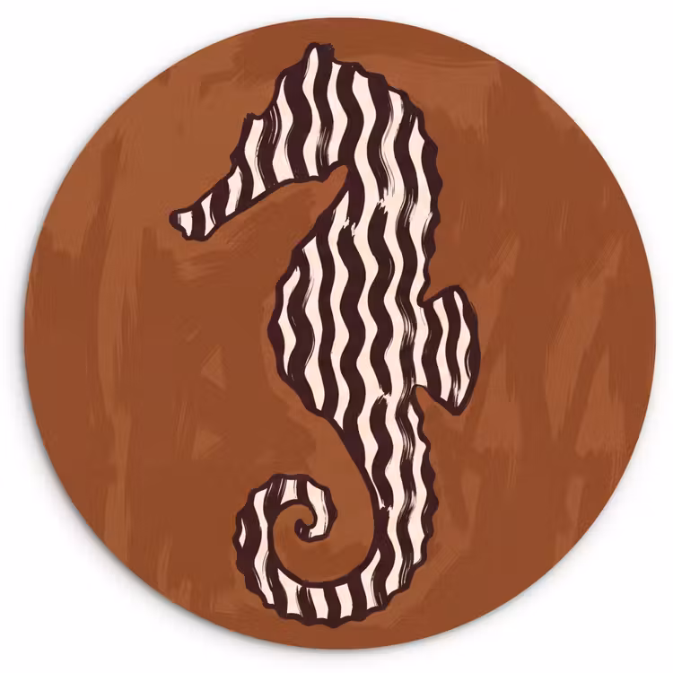 Dieren - Zeepaardje - Abstract - Bruin - Strepen Wandcirkel kunststof plaat 5mm dik klein -3d