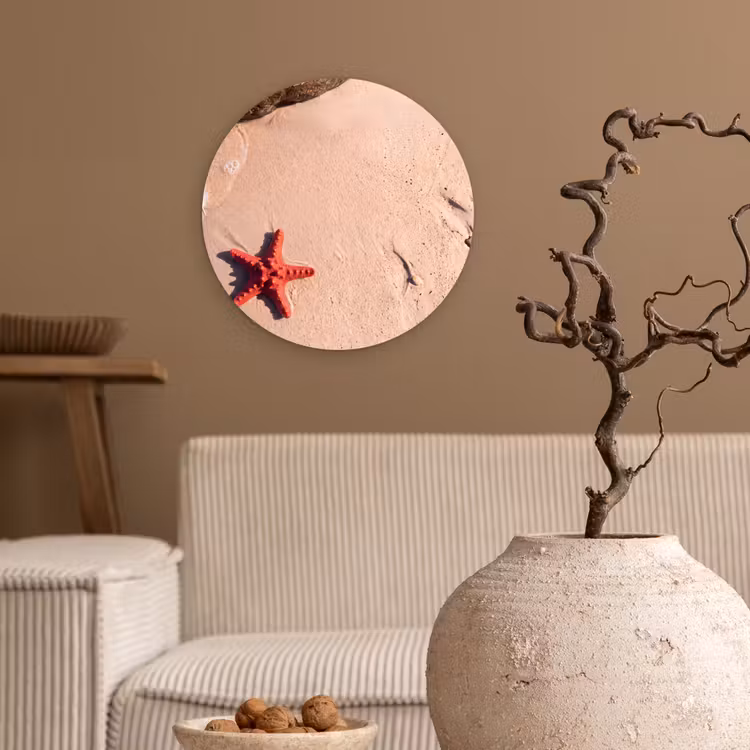 Dieren - Strand - Zee - Natuur - Rood Wandcirkel kunststof plaat 5mm dik klein -sfeer1