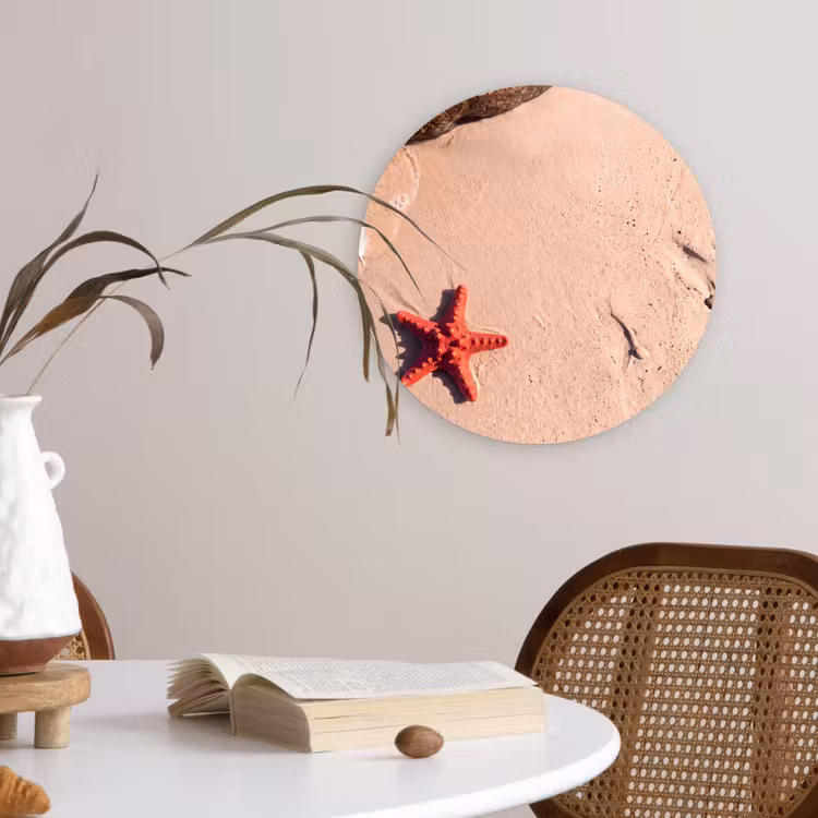 Dieren - Strand - Zee - Natuur - Rood Wandcirkel kunststof plaat 5mm dik klein -sfeer4