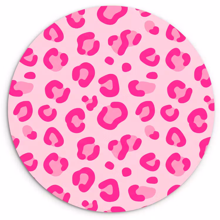 Dierenprint - Patroon - Abstract - Modern - Roze Wandcirkel kunststof plaat 5mm dik klein -3d