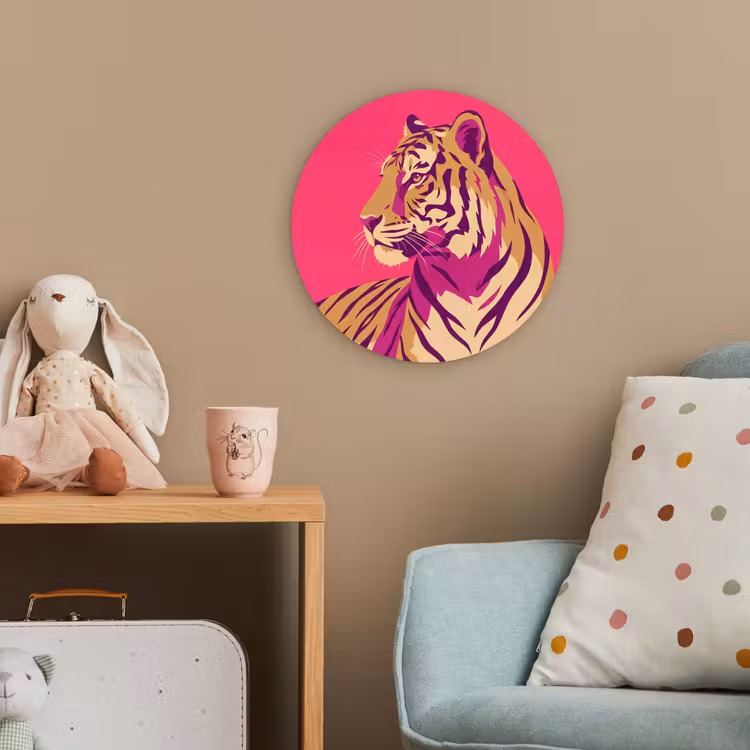 Tijger - Modern - Neon Wandcirkel kunststof plaat 5mm dik klein -tsfeer1_kind
