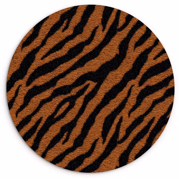 Tijger - Zwart - Vacht Wandcirkel kunststof plaat 5mm dik klein 188 -3d