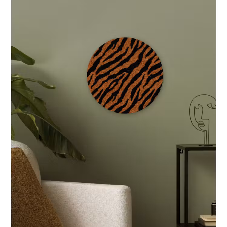 Tijger - Zwart - Vacht Wandcirkel kunststof plaat 5mm dik klein 188 -sfeer3