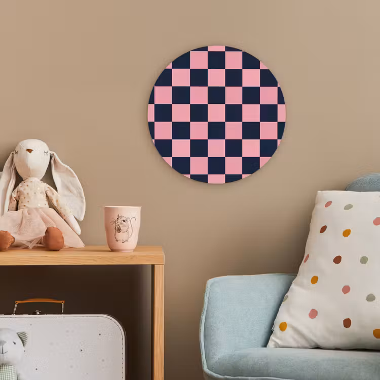 Traditioneel - Patroon - Blauw - Roze Wandcirkel kunststof plaat 5mm dik klein 188 -tsfeer1_kind