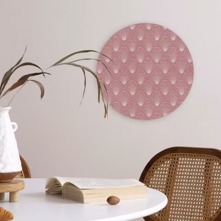 Trendy - Patroon - Roze Wandcirkel kunststof plaat 5mm dik klein 188 -sfeer4