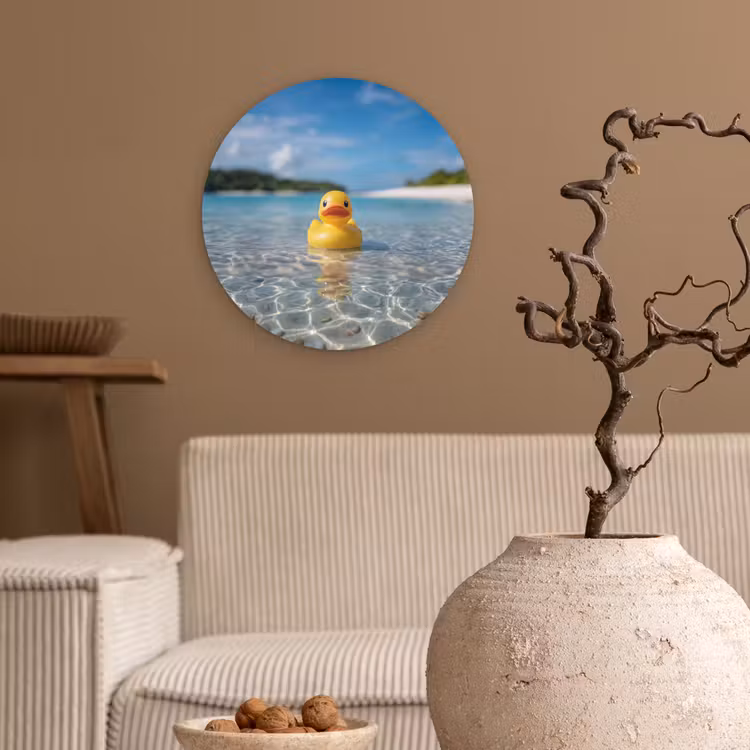 Tropisch - Badeend - geel Wandcirkel kunststof plaat 5mm dik klein -sfeer1