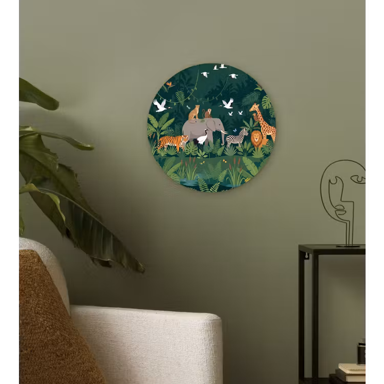 Tropisch - Jungle - Groen Wandcirkel kunststof plaat 5mm dik klein -sfeer3