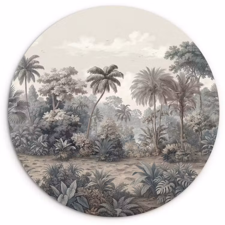 Tropisch - Landschap - Illustratie Wandcirkel kunststof plaat 5mm dik klein -3d