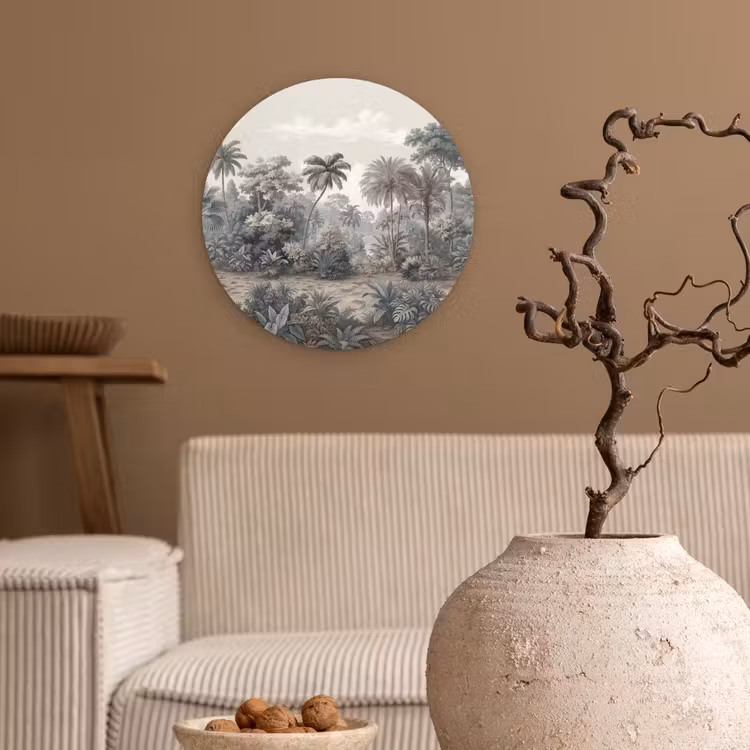Tropisch - Landschap - Illustratie Wandcirkel kunststof plaat 5mm dik klein -sfeer1