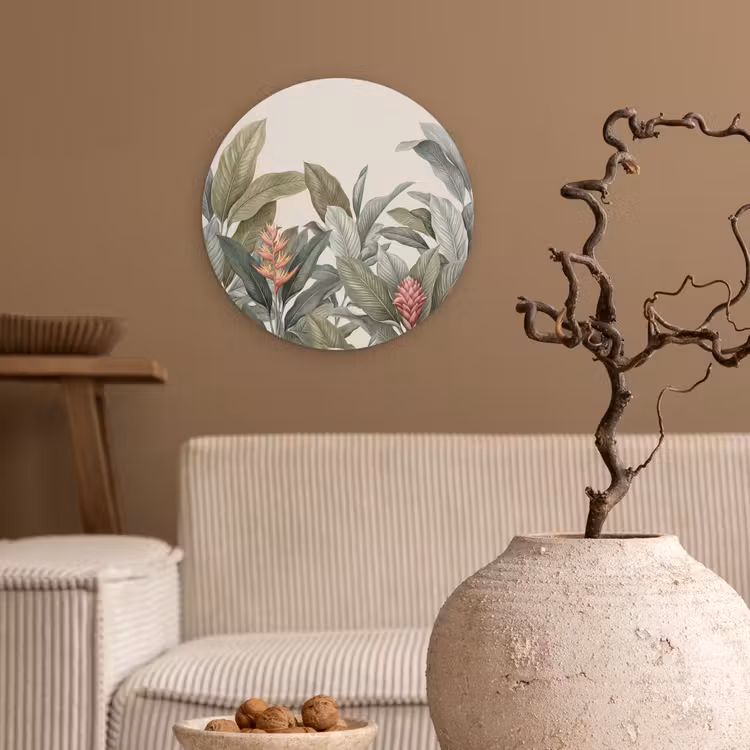 Tropisch - Planten - Modern - Groen Wandcirkel kunststof plaat 5mm dik klein -sfeer1
