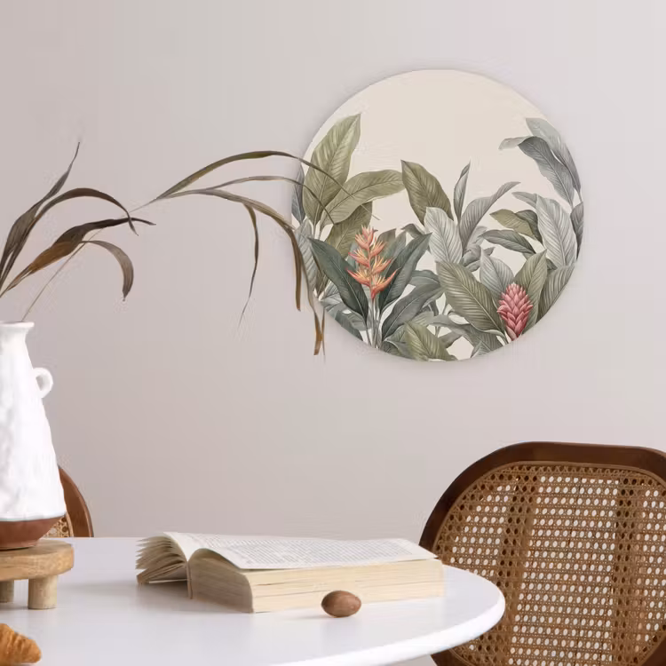 Tropisch - Planten - Modern - Groen Wandcirkel kunststof plaat 5mm dik klein -sfeer4