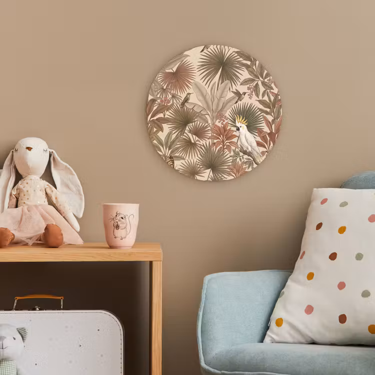 Tropisch - Vogels - Beige Wandcirkel kunststof plaat 5mm dik klein -tsfeer1_kind