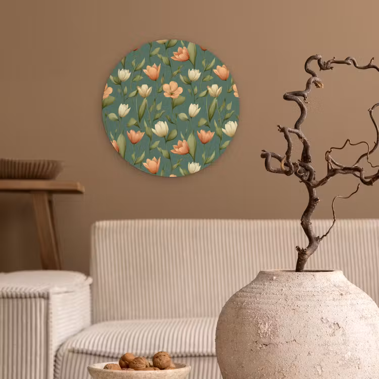 Tulpen - Botanisch - Groen Wandcirkel kunststof plaat 5mm dik klein 188 -sfeer1