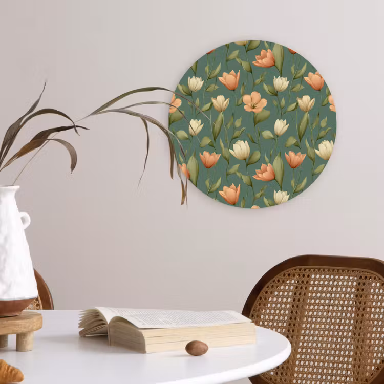 Tulpen - Botanisch - Groen Wandcirkel kunststof plaat 5mm dik klein 188 -sfeer4