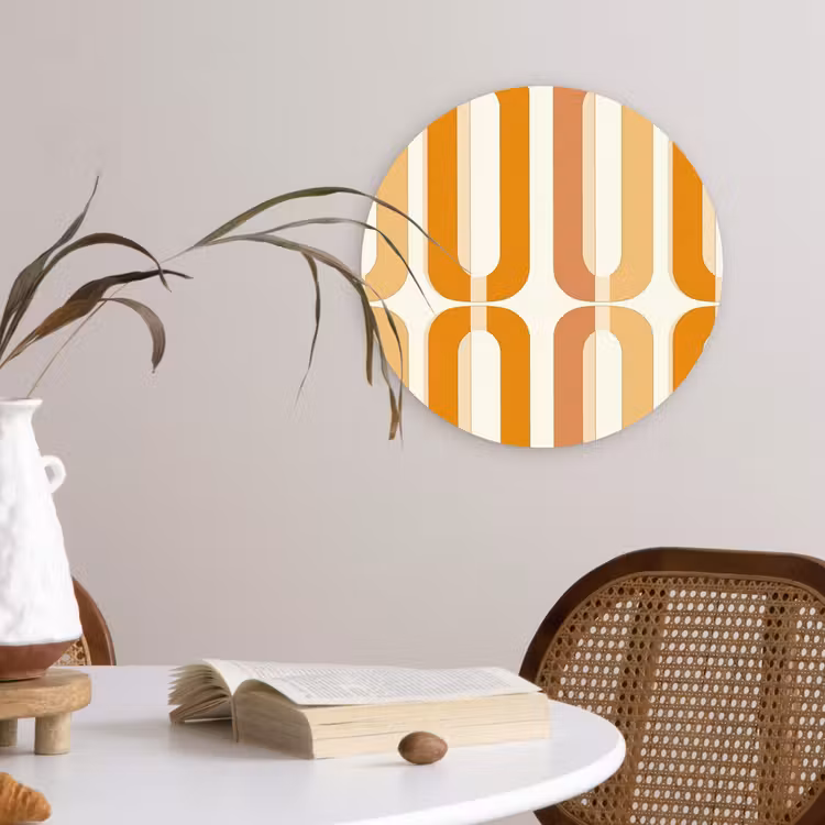 U-vorm - Retro - Oranje Wandcirkel kunststof plaat 5mm dik klein 188 -sfeer4
