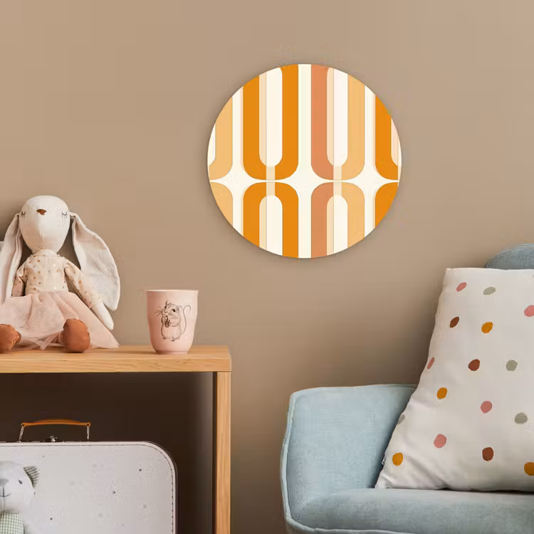 U-vorm - Retro - Oranje Wandcirkel kunststof plaat 5mm dik klein 188 -tsfeer1_kind