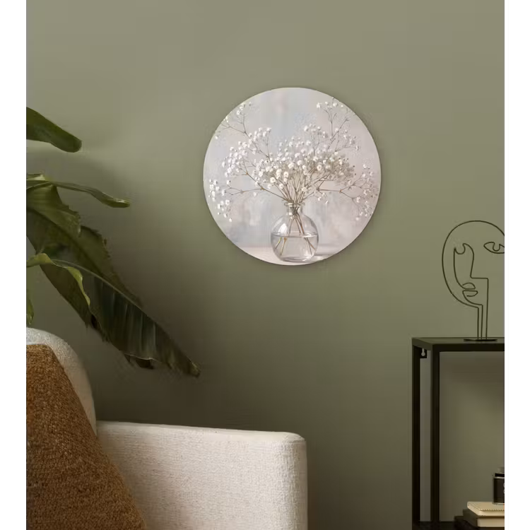 Vaas - Gipskruid - Wit Wandcirkel kunststof plaat 5mm dik klein -sfeer3
