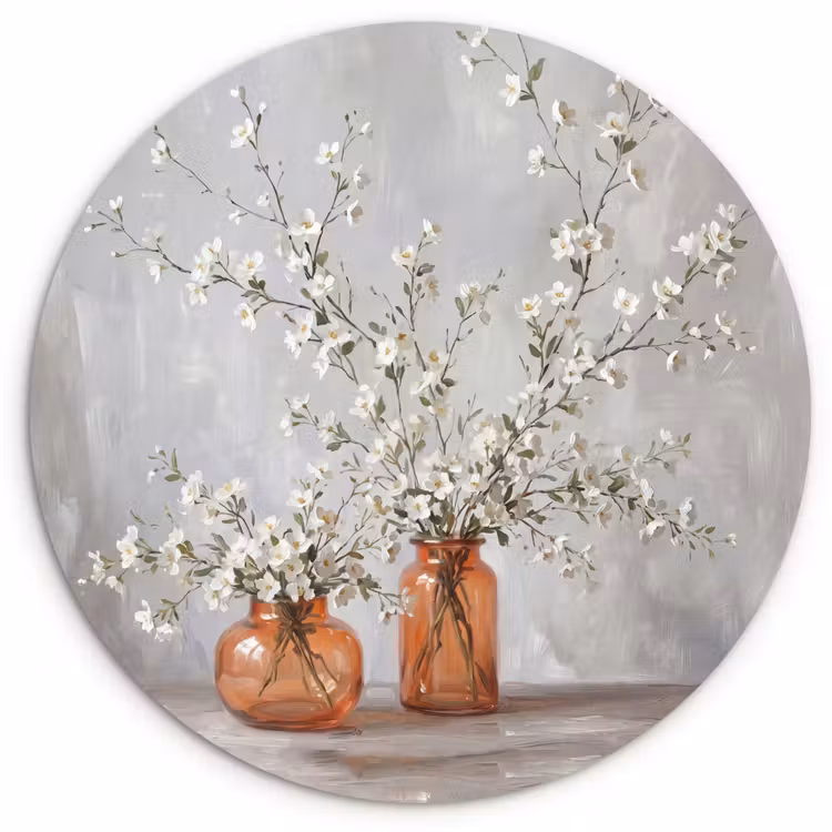 Vazen - Bloemen - Oranje Wandcirkel kunststof plaat 5mm dik klein -3d