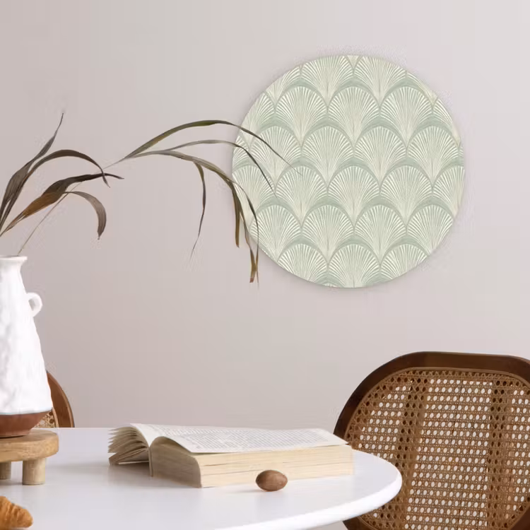 Waaiers - Patroon - Groen Wandcirkel kunststof plaat 5mm dik klein 188 -sfeer4