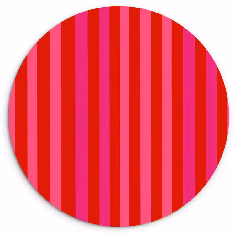 Verticaal - Strepen - Roze Wandcirkel kunststof plaat 5mm dik klein 188 -3d