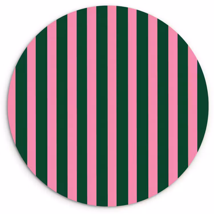 Verticale strepen - Groen - Roze Wandcirkel kunststof plaat 5mm dik klein 188 -3d