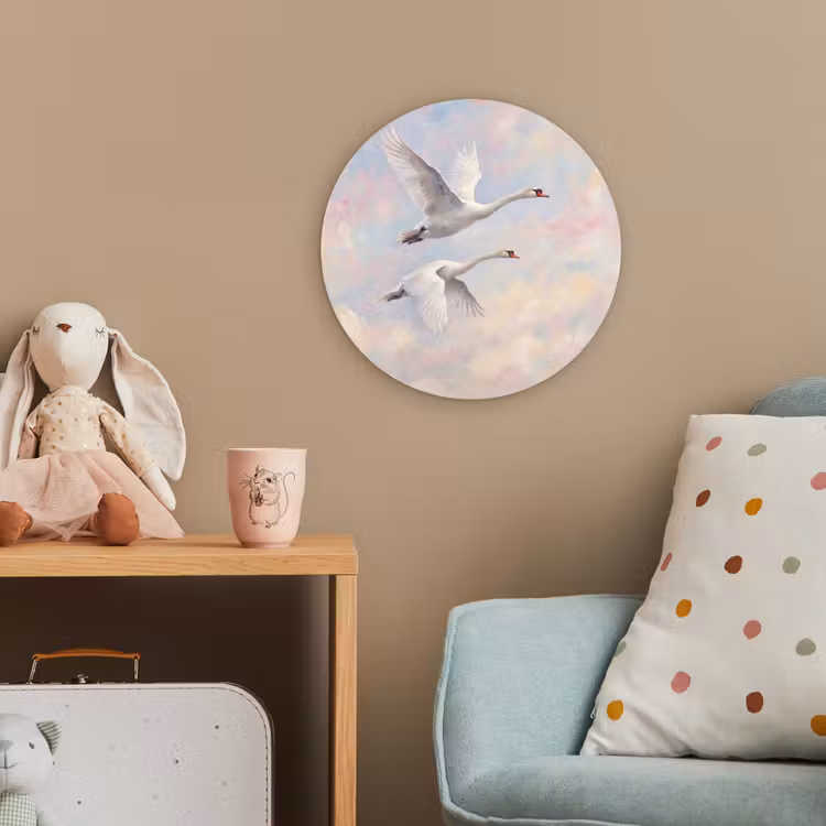 Vogel - Vliegend - Lucht - Modern - Pastel Wandcirkel kunststof plaat 5mm dik klein -tsfeer1_kind