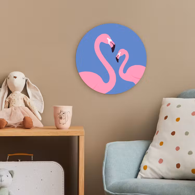 Vogel - Paar - Dieren - Modern - Roze Wandcirkel kunststof plaat 5mm dik klein -tsfeer1_kind