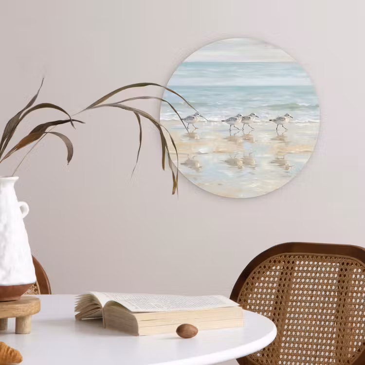 Vogels - Strand - Zee Wandcirkel kunststof plaat 5mm dik klein -sfeer4