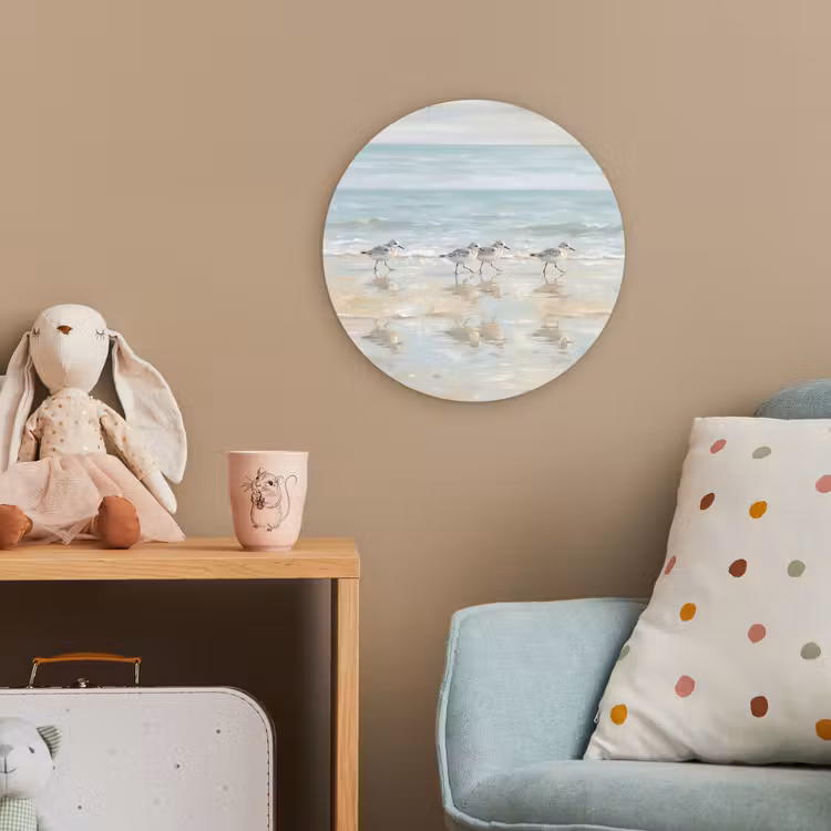 Vogels - Strand - Zee Wandcirkel kunststof plaat 5mm dik klein -tsfeer1_kind