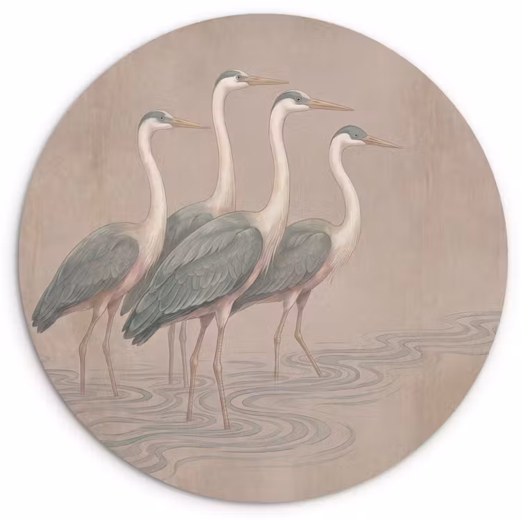 Vogel - Water - Natuur - Vintage Wandcirkel kunststof plaat 5mm dik klein -3d