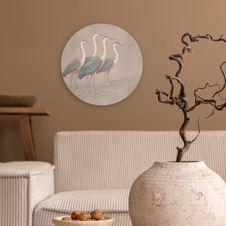 Vogel - Water - Natuur - Vintage Wandcirkel kunststof plaat 5mm dik klein -sfeer1