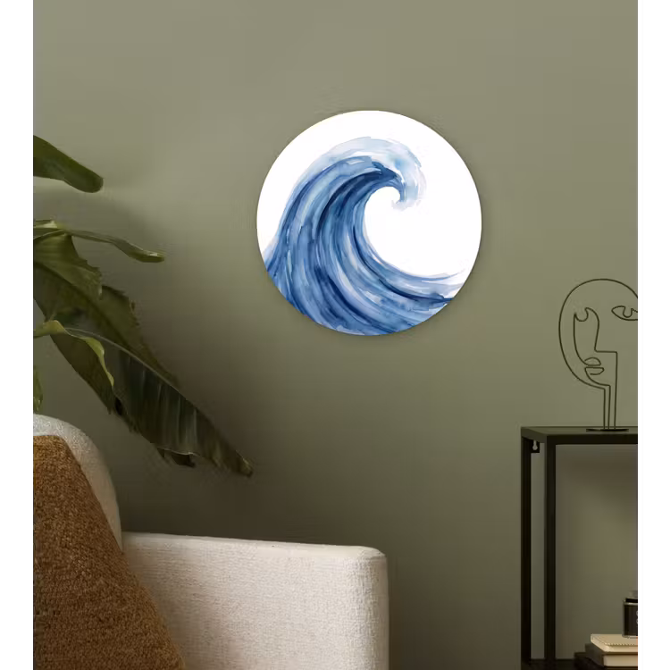 Water - Beweging - Natuur - Modern - Blauw Wandcirkel kunststof plaat 5mm dik klein -sfeer3