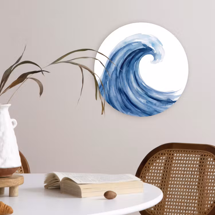Water - Beweging - Natuur - Modern - Blauw Wandcirkel kunststof plaat 5mm dik klein -sfeer4