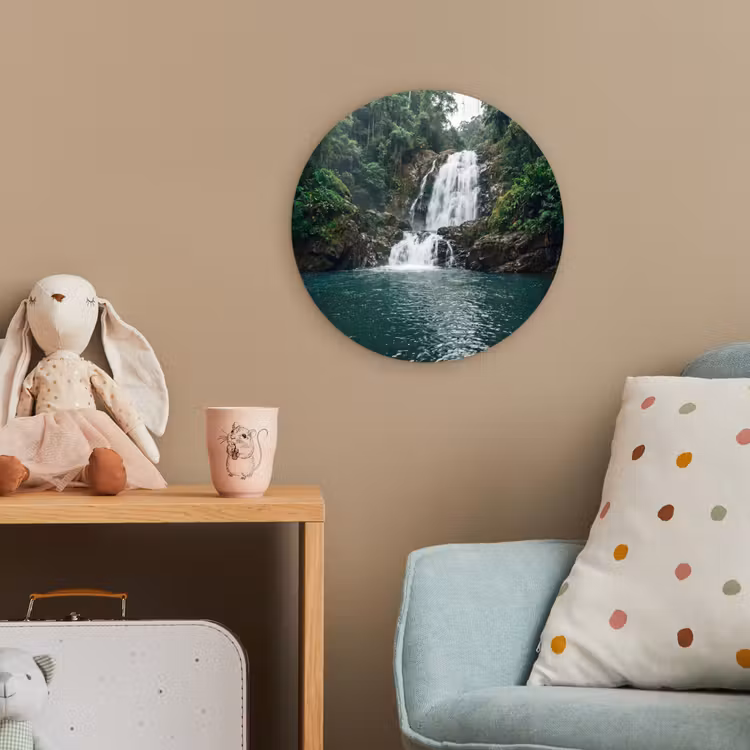Waterfall - Forest - Nature - Greenkhgyguyg Wandcirkel kunststof plaat 5mm dik klein -tsfeer1_kind
